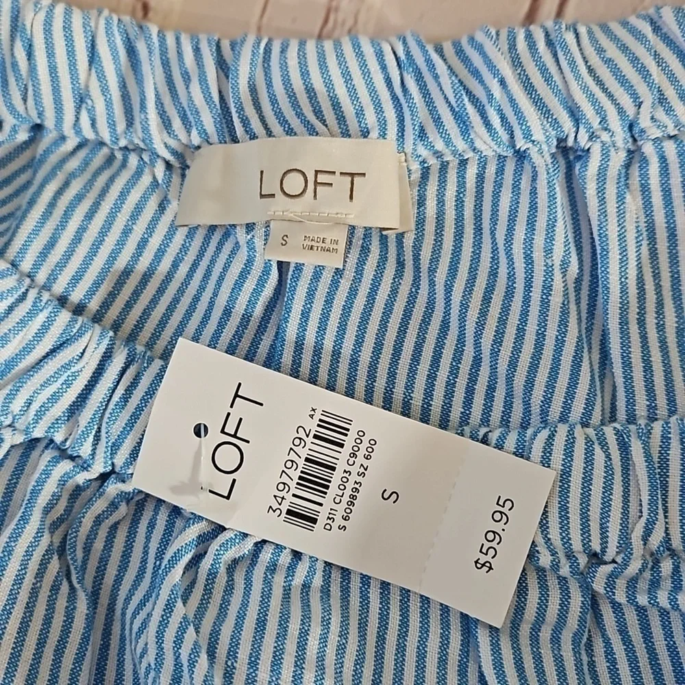 Loft Striped One Shoulder Linen Blend Blouse Size Small NWT